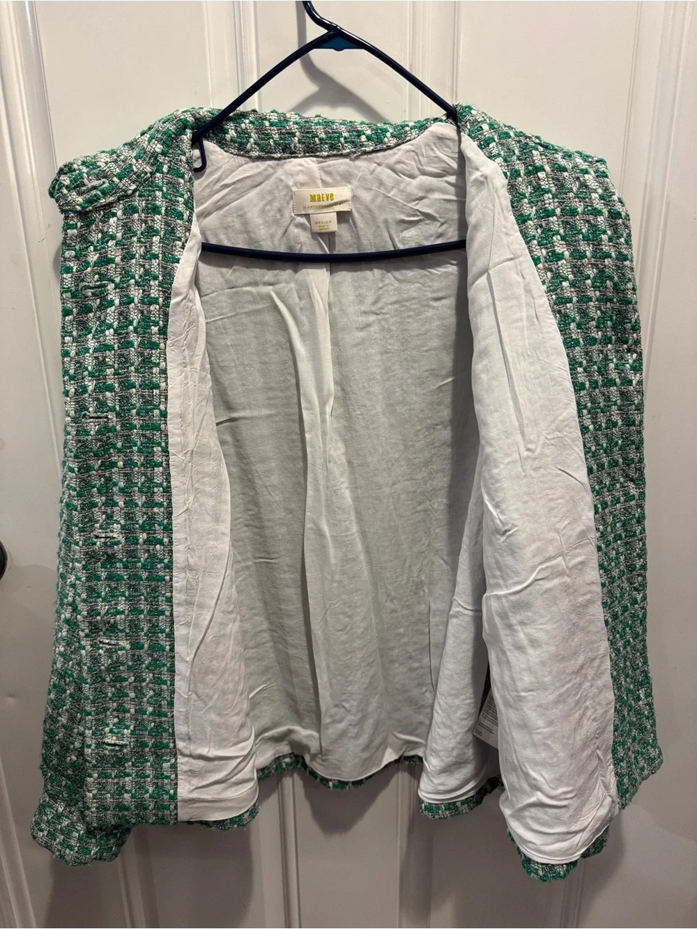Anthropologie x Maeve Green White Tweed Button-Front Jacket Shacket $138.00 - Picture 12 of 15